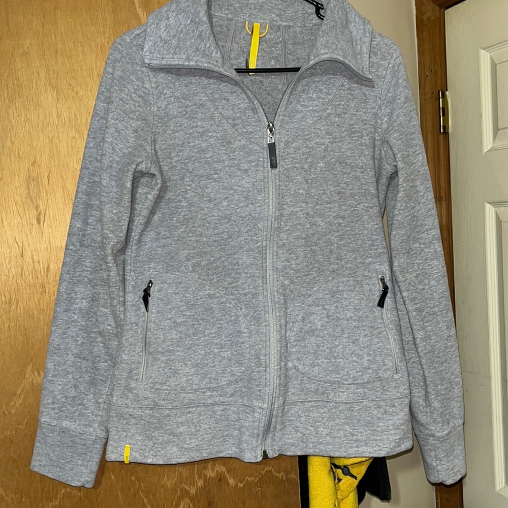 Lole Gray Full-Zip Jacket with Yellow Trim